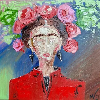 Frida Kahlo Painting Woman Original Art Portrait Artwork Impasto Oil Painting 12 • $149.97