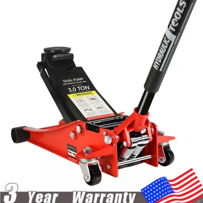 3T/6600lb Hydraulic Low Profile Steel Racing Floor Jack Lifting Range 3.3 -18.5  • $199