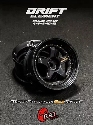 RC Car Wheel Rim Set 2pcs - DS Racing Drift Elements DE-007 Changeable Offset • £12.99