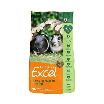 Burgess Excel Guinea Pig Food Adult Nuggets With Mint 1.5kg 3kg 10kg High Fibre • £8.99