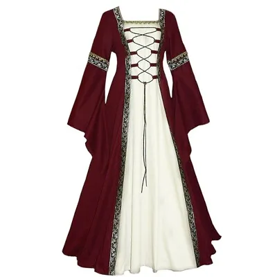 £29.12 • Buy Women Vintage Medieval Floor Length Renaissance Gothic Cosplay Costume Dresses