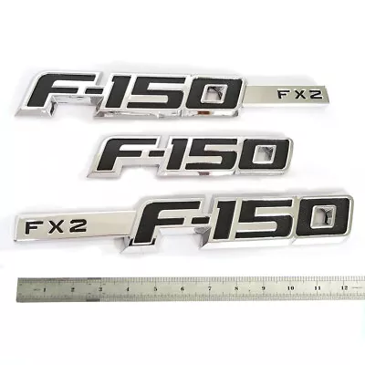 3x OEM F-150 Fx2 Side Fender Emblem F-150 Rear Badge 3D F150 W Chrome Black A • $43.41