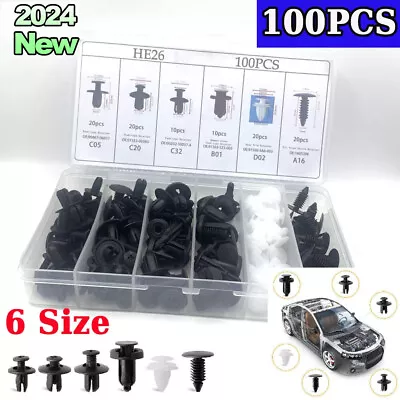 100/PK 6Size CLIP PUSH RETAINER FASTENER RIVETS  FOR GM FORD CHRYSLER • $10