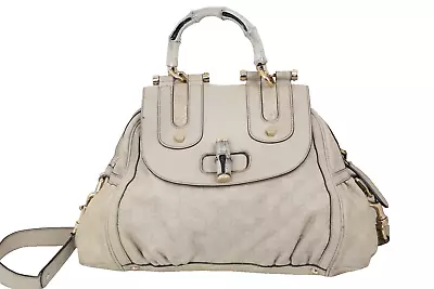 Vintage Gucci Dialux Pop Bamboo Cream Large Shoulder Bag • $246.99