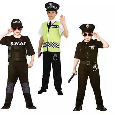 £15.99 • Buy Boys Police Costume Policeman Offier Swat Costume Kids Fancy Dress Cop Outfit