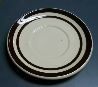 VINTAGE McCOY POTTERY CREAM BROWN STRIPES SAUCER PLATE 6.25 D USA • $6