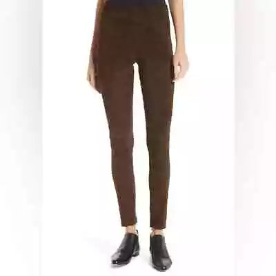 Vince Lamb Leather Stretch Suede Leggings In Willow Brown Size XS • $150