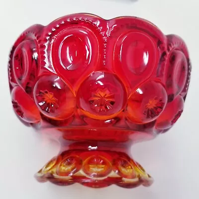 L.E. Smith Moon And Stars Red Amberina Glass Candy Dish 4.5” Tall 6.25” Diameter • $22.49