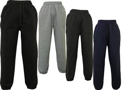 Mens Elasticated Fleece Tracksuit Trouser Work Joggers Track Bottoms Pants New • £10.99