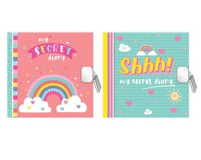 $22.99 • Buy Shh! My Secret Diary Rainbow Sparkle Design Secret Journal Lock & Keys Pink Blue