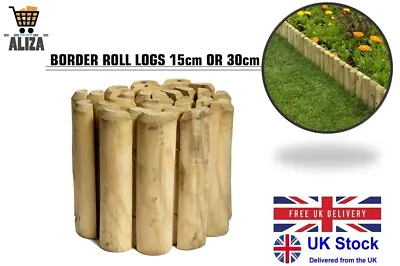ALIZA 1.8M Garden Landscaping Fencing Patio Lawn Edging Wooden Border Roll Logs • £49.99