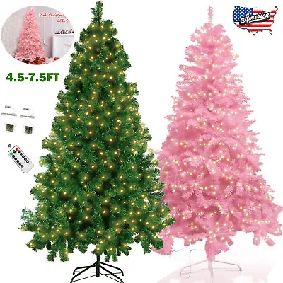 4.5-7.5Ft Pre-Lit Fiber Optic Artificial Christmas Tree Led Lights Decorations • $77.86