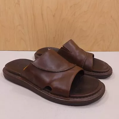 Timberland Brown Leather Smart Comfort System Cushion Slide Sandal Mens Size 10M • $25