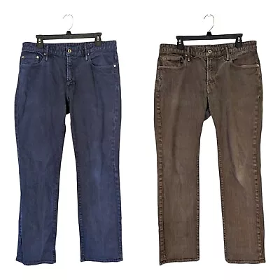 Lot Of 2 Bonobos Mens 34x32 Travel Jean Straight Leg Denim Jeans Cotton Stretch • $48.77