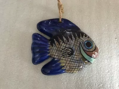 Hand Painted Folk Art Pottery Clay  FISH -Wall Art Hanging Ornament Palopo • $17.99