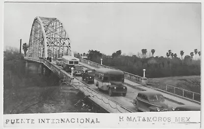 Mexico Matamoros Puente Internacional Border Crossing Real Photo Circa 1950. • $19.99