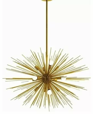 Mid Century Brass Starburst Chandelier 12 Arm Sea Urchin Sputnik Chandlier • $551.99