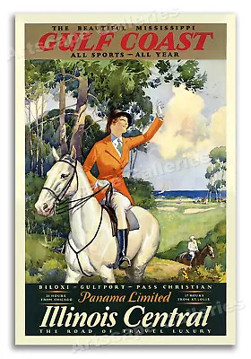 Gulf Coast Equestrian Horse Poster 1930s Vintage Travel Poster - 20x30 • $18.95