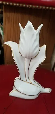 $9.99 • Buy Vintage Vista Alegre V.a. Portugal Porcelain Tulip Bud Vase With Gold Trim 
