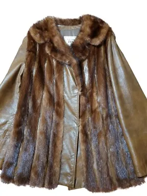 Vintage 1940s MEIER & FRANK (MACY'S) Fur Salon Collared Mink & Leather Jacket • $200