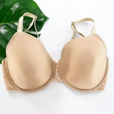 Wacoal Bra Sz 34DDD 85340 French Garden Contour Lace Beige Underwire Padded • $21.22