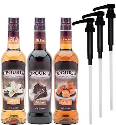Upouria Coffee Syrup Variety Pack - French Vanilla Mocha And Caramel Flavoring • $53.01