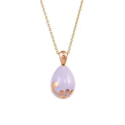 Faberge Egg Pendant Necklace 18k Rose Gold Lilac Purple Fine Jewelry 20  Chain • $3475