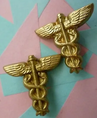 Us Army Medical Corps Collar Badge Brass 23 Mm Antique Org - Pair • $55.94