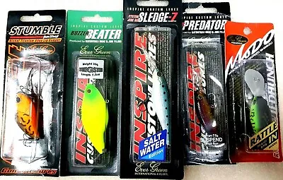 Fishing Lures EVERGREEN Mixed X 5 Crank Bait Minnows Vibes Rattle-in Predator  • $129