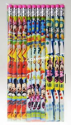 24 Pc MICKEY MOUSE PENCILS W/erasers FOR CANDY BAGS GIFTS PARTY FAVORS DISNEY • $6.99