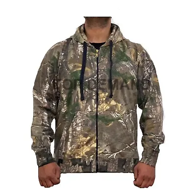 Mens New Full Zip Jungle Print Camouflage Casual Hunting Camo Hoody Hoodie Top • £11.98