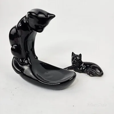 Vintage Haegar | Black Cat Pottery Fish Bowl Stand 8  Tall With Extras • $59.99