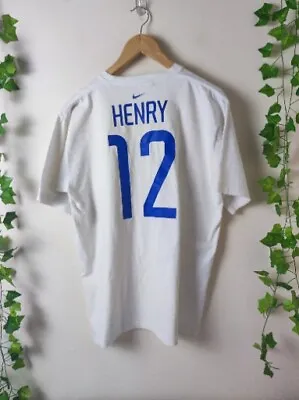Vintage Thierry Henry 2002 France T-shirt Nike Team Large Number 12 • £45