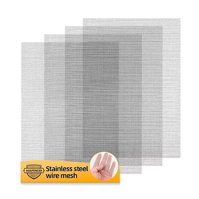 4Pcs 304 Stainless Steel Mesh 20 Mesh 12X8 Inch Steel Mesh Screen 52% Open Area • $12.21