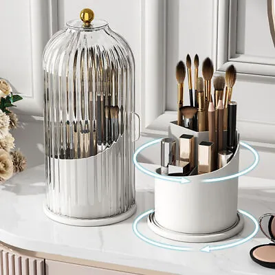Makeup Brush Holder Storage Box Portable Desktop Cosmetic Organizer Rotating • $13.99