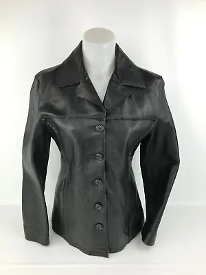 Vintage Oakwood Classic Womens Leather Jacket W/ Removable Liner Black Size M • £24.13