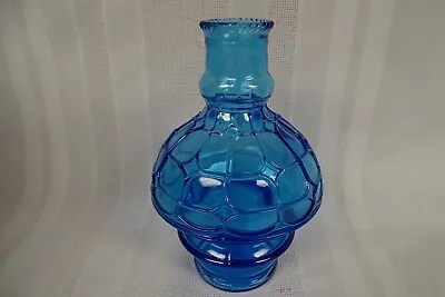 Vtg 6” Wheaton Glass Blue Embossed Lantern Lampshade Bottle • $35