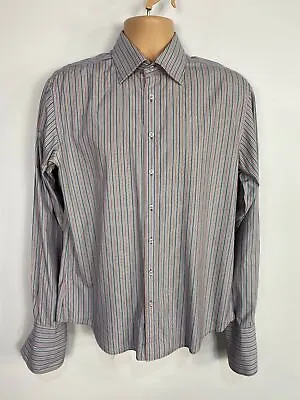 £12.49 • Buy Mens Thomas Pink 16  Collar Blue Stripe Slim Fit Long Sleeve Double Cuff Shirt