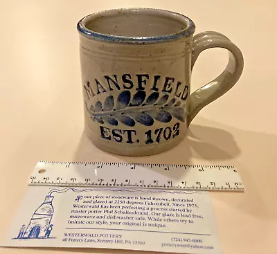 Hand Thrown Westerwald Pottery Mansfield CT Mug Signed Blue Salt Glaze 14 Oz • $14