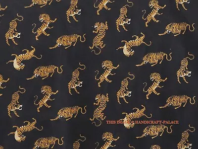 Black Tiger Printed Indian Handmade Cotton Fabric For Women's Dress Craft Making • $19.79