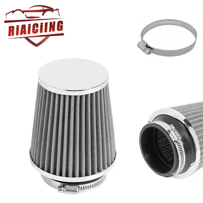 3 76mmHigh Flow Inlet Cleaner Dry Cold Air Intake Filter Cone Replacement Silver • $9.50