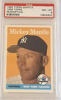 Mickey Mantle 1996 Topps Redemption - 1958 Card - Ny Yankees - Psa 8 - Rare 🔥🔥 • $89.99