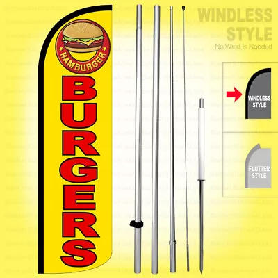 BURGERS - Windless Swooper Flag Kit 15' Feather Banner Sign Yq-h • $64.95