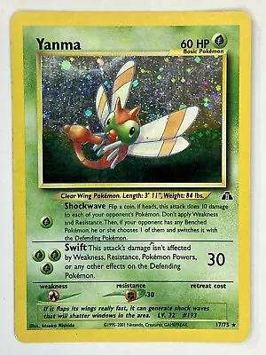 Yanma 17/75 Unlimited Neo Discovery Pokémon TCG  Holo Rare MP • $10.99