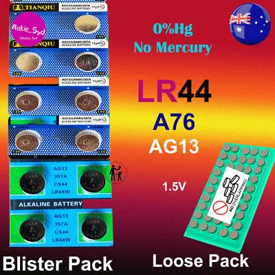 LR44/SR44/AG13/A76 X 1000~100~20~10 Blister/Loose Battery Button Cell 1.5V🇦🇺 • $79.97
