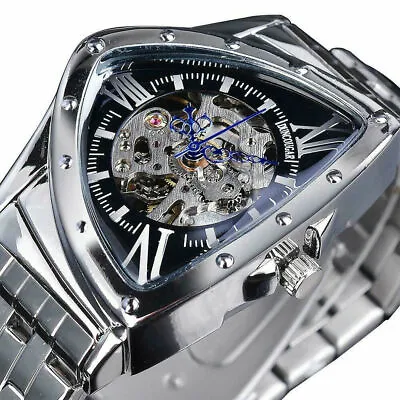 £27.47 • Buy Men's Watches Stainless Steel Automatic Mechanical Skeleton Triangle Wristwatch