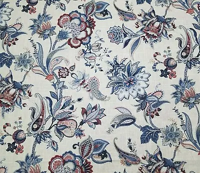 P/Kaufmann GARDEN FLORA DENIM Linen/Rayon Blend Floral Jacobean Fabric • $16.99