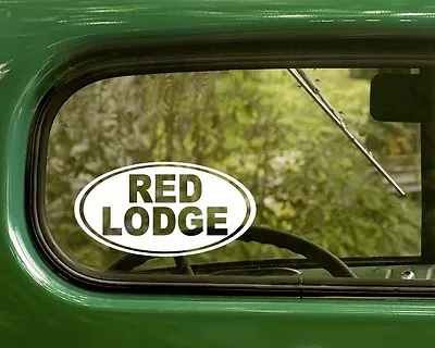 2 RED LODGE DECALs Montana Oval Sticker For Car Truck Bumper Window Rv 4x4 • $4.95