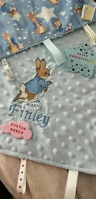 Peter Rabbit Taggy Blanket Personalised Taggies Baby Gift • £12