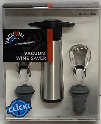 Vacu-Vin Vacuum Pump Wine Saver Set With 2 Stoppers & 2 Servers Stainless Steel • $16.19